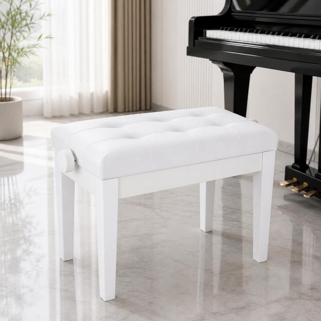 Adjustable Piano Bench Tufted with Padded Seat Comfortable