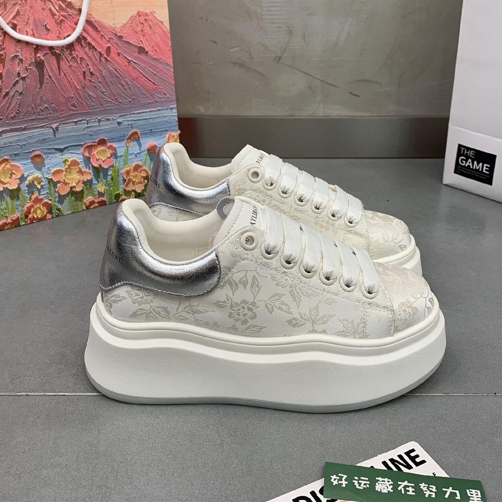 Chinese-style Guochao Printing Embroidered Little White Shoes Board Shoes Women's 2025 New Versatile Muffin Platform Casual Shoes Single Shoes