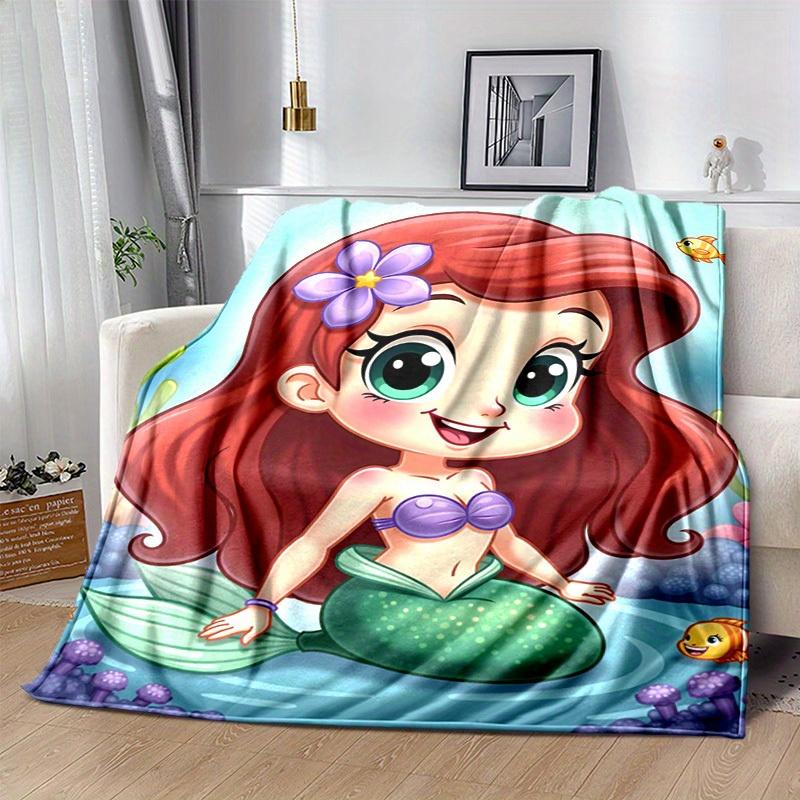 1pc. Cute Cartoon Mermaid Design Blanket, Soft Throw for Home Decor, Gift Idea, Soft Flannel Throw Blanket, Versatile & Cozy for Bedroom, Suitable for