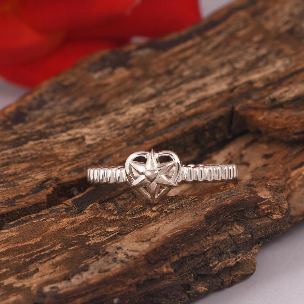 925 Sterling Silver Heart Ring for Women | Minimalist Beaded Band Ring | Stackable Promise Ring | Handmade Fine Jewelry Gift