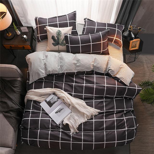 57 3/4pcs Pinkheart Bedding Set Super King Size Bed Linens Reactive Printing Duvet Cover Set Brief Style Home Bed Set Flat Sheet