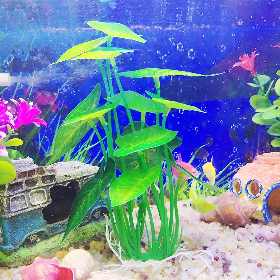 Artificial Aquarium Decor Plants Plastic Aquatic Plant with Large Green Leaves Underwater Plants Fish Tank Aquatic Plant Adorn