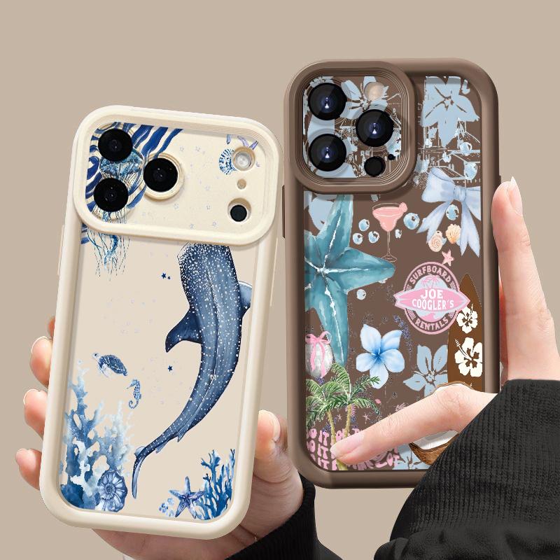 Ocean Whale Pattern TPU Phone Case For iPhone 17 Pro 17e 15 16 Pro Max 14 13 Pro Max 16e Shockproof Soft Silicone Protect Cover