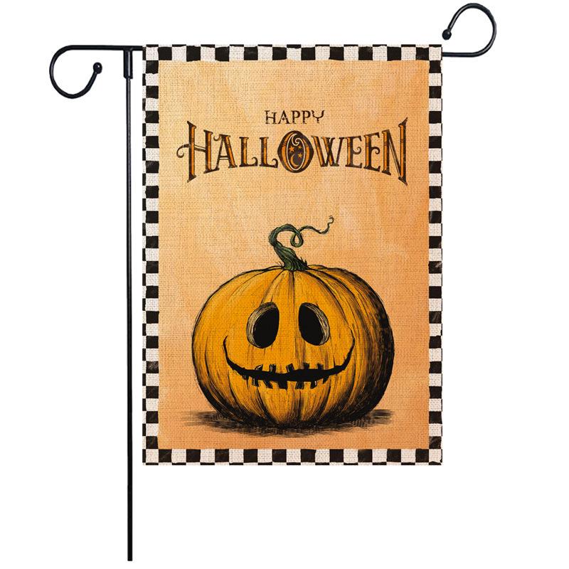 Cross-Border Party Decoration: Pumpkin Horror Linen Garden Flag - Customizable Logo Standard