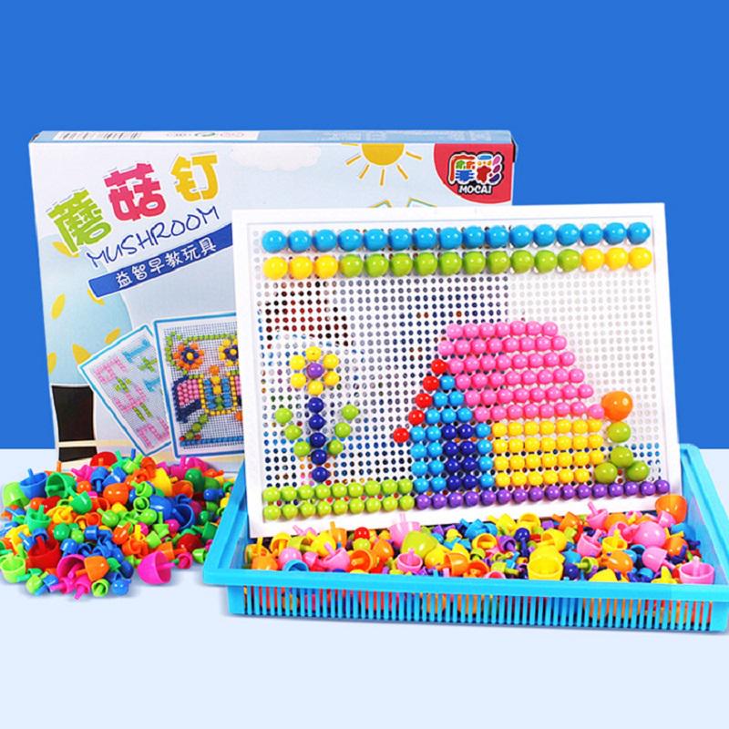 Children Puzzle Kids Peg Board 295 Pegs Early Educational Toys Creative Mosaic B