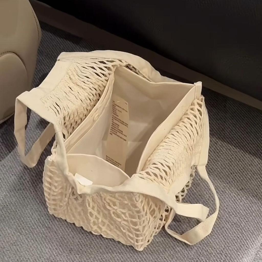 Cotton summer woven hollow handbag women's mesh bag