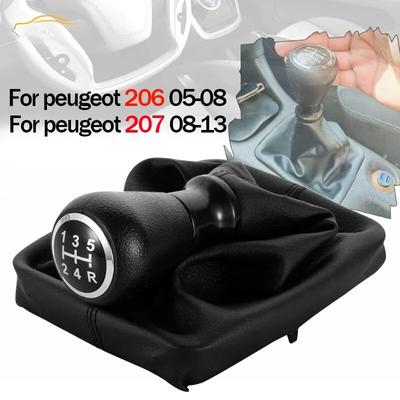 5-Gang-Schaltknauf, Schalthebel, Handball-Stick, Gamaschen-Kofferraumabdeckung für Peugeot 206 207, hochwertiges Auto-Innenzubehör