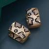 Leopard Print Full Paved Hoop Earrings for Women Trendy Gold Tone Jewelry