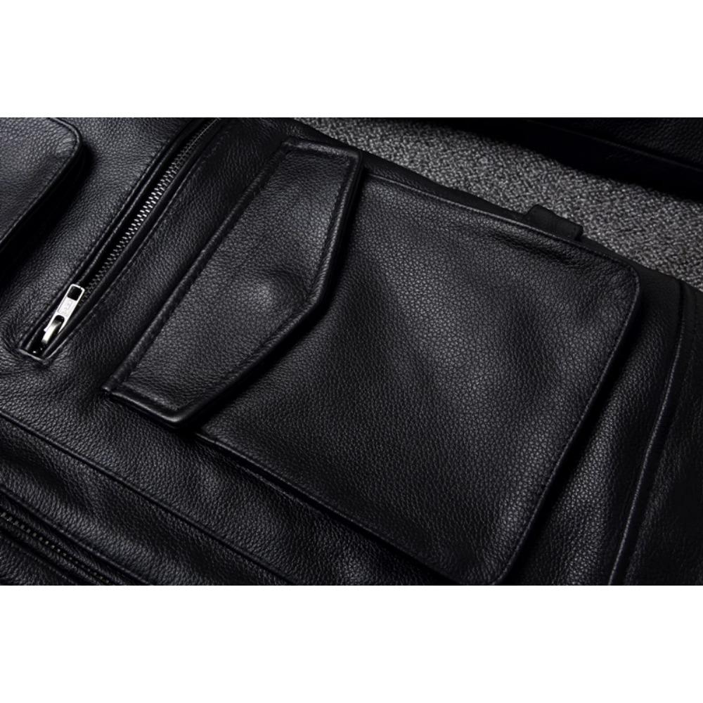 Chinese Size Black Real Cowhide M65 Hunting Leather Jacket Men Genuine Leather Coat Winter Pockets Jackets