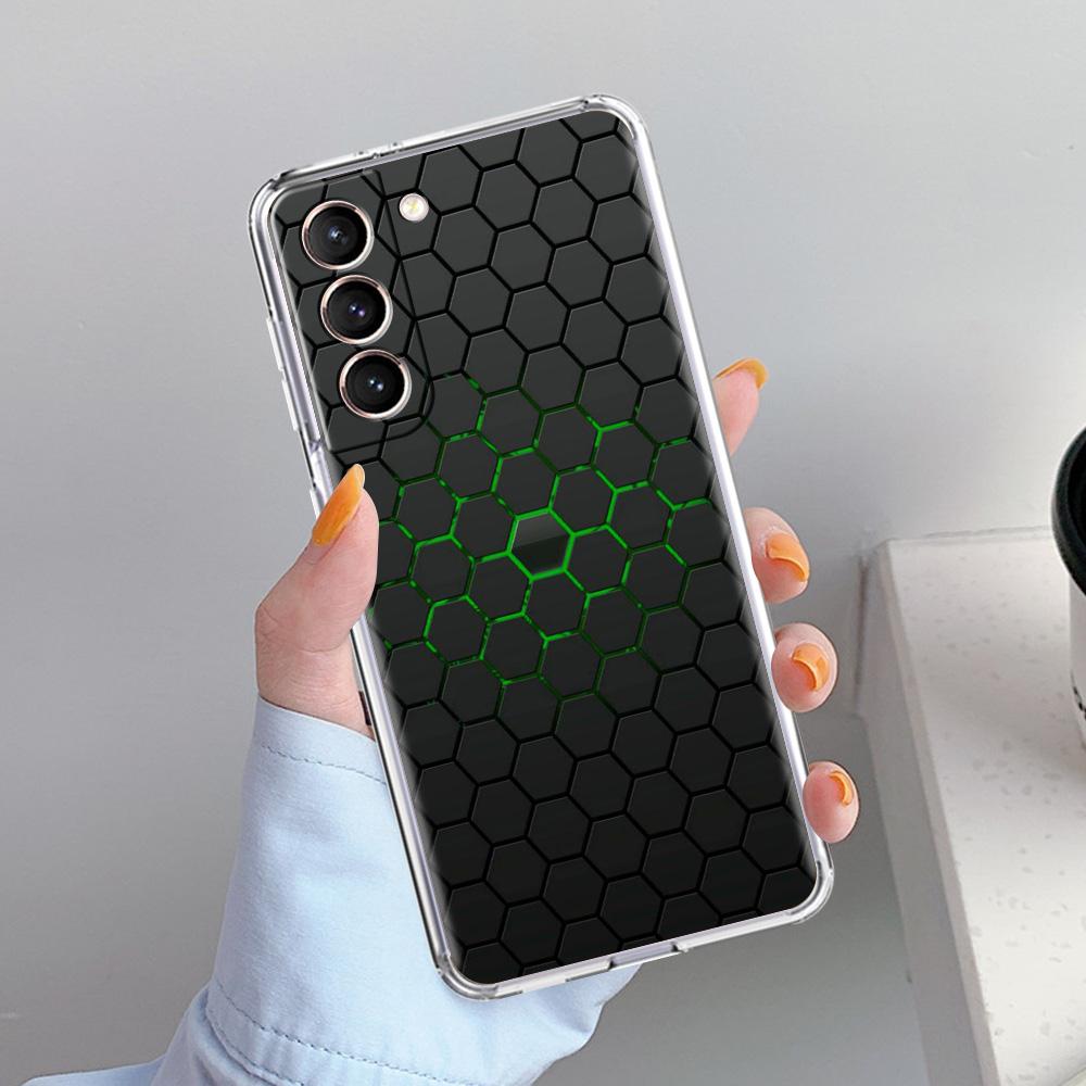 Phone Case For Samsung Galaxy S26 S25 S24 S23 S22 Ultra S20 S21 FE 5G Plus Soft Clear Cover Honeycomb Pattern