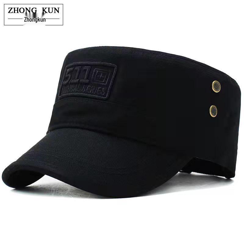 Pánská vojenská zelená kšiltovka s plochým vrškem a sluneční clonou se železným štítkem