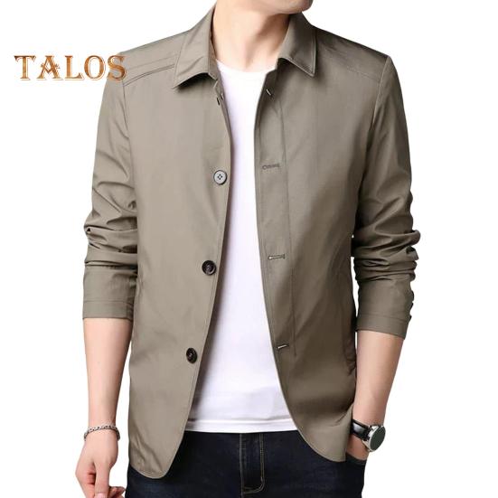 

Мужская куртка с лацканами, длинным рукавом, застежкой-молнией, куртка с карманами, однотонная, весна-осень, повседневная куртка M хаки