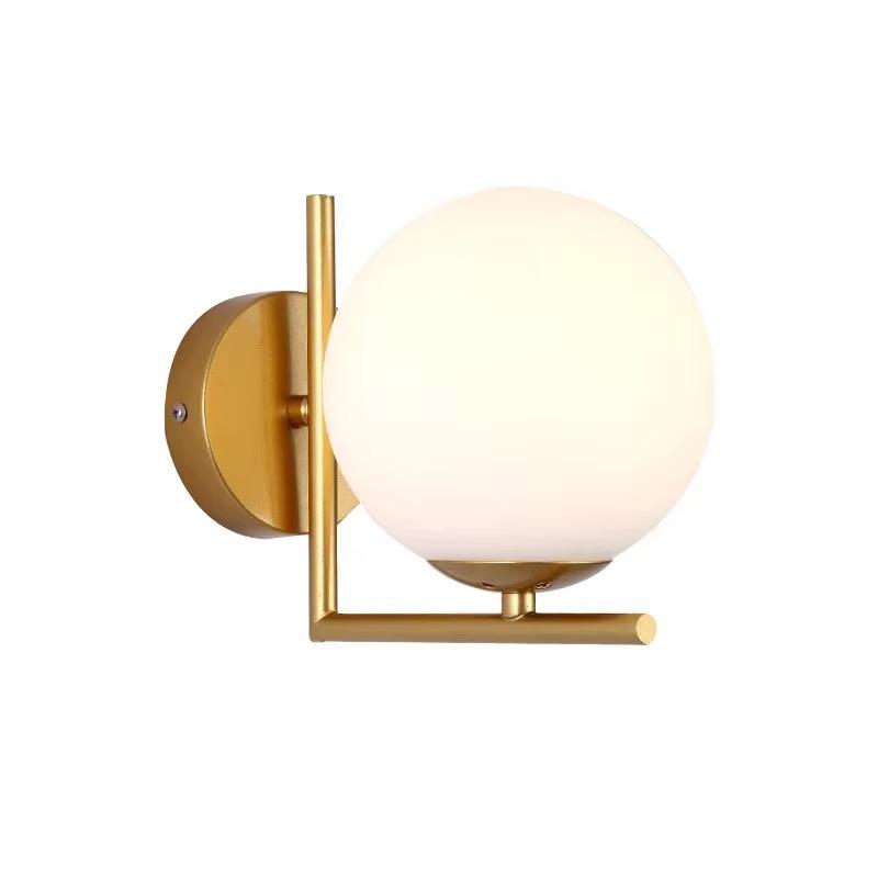 Ball Shaped Wall Sconce Modern Glass Globe Shade for Interior of Bedroom Stairs Office Interior Glass Wall Lamp for Decor