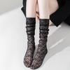 Women's Summer Thin Cotton Lace Trim Over-the-Knee Socks - Breathable Fishnet Gauze
