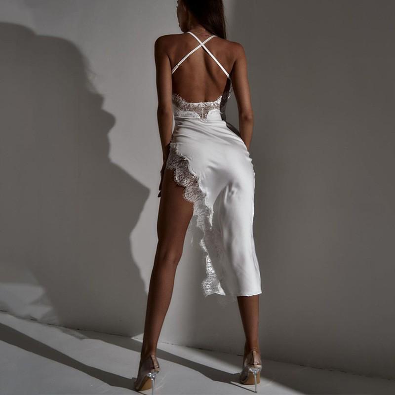 

2024 Летнее Европейское и Американское Женское Сексуальное Кружевное Платье-Камисол с Открытой Спиной Large