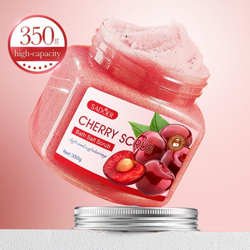 350g SADDER Kirsch Badesalz Peeling - Hypoallergenes Feuchtigkeitsspendendes Zuckerpeeling für Trockene & Fahle Haut, Tiefenreinigung der Poren, Unisex-Erwachsene