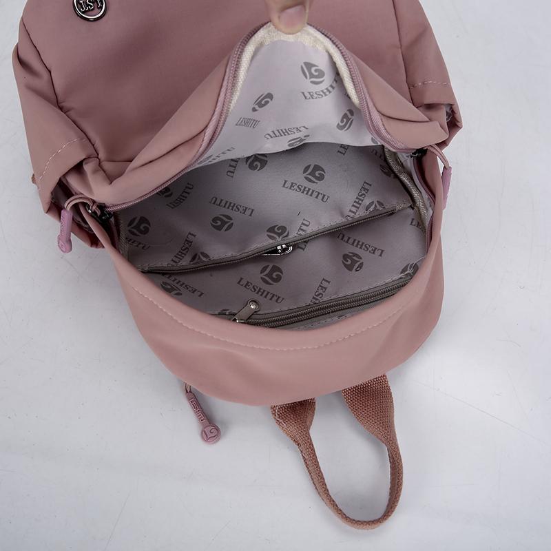 Casual Women's Backpack Lightweight Spring New Style Artistic Pure Color Travel Nylon Street Trend Breathable Small Size Backpack