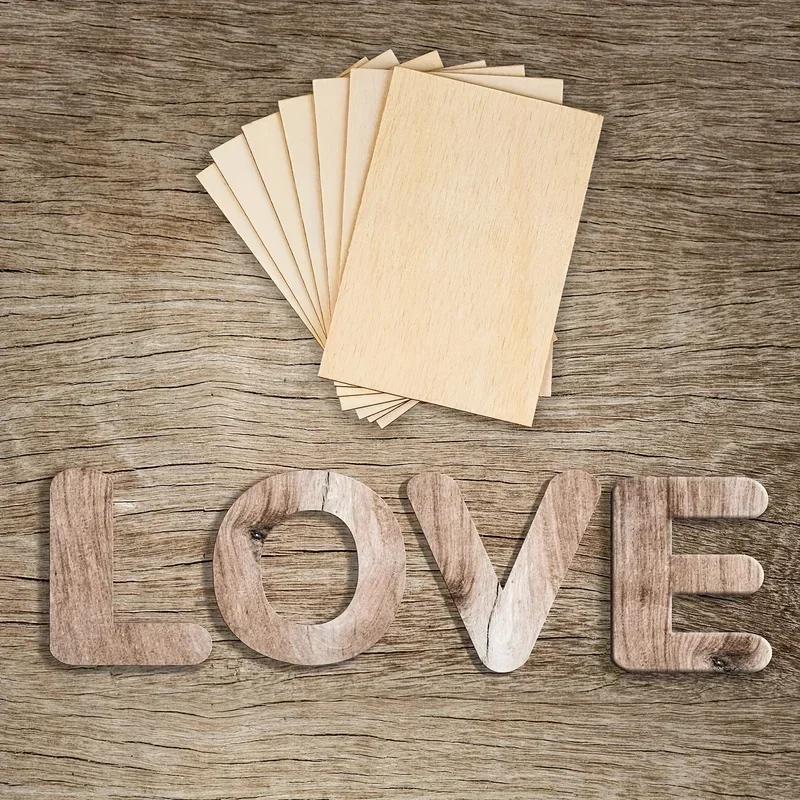 10pcs Unfinished Rectangular Wood Panels for Craft Cutting Diy Wooden Graffiti Painted Decorative Thin Panels