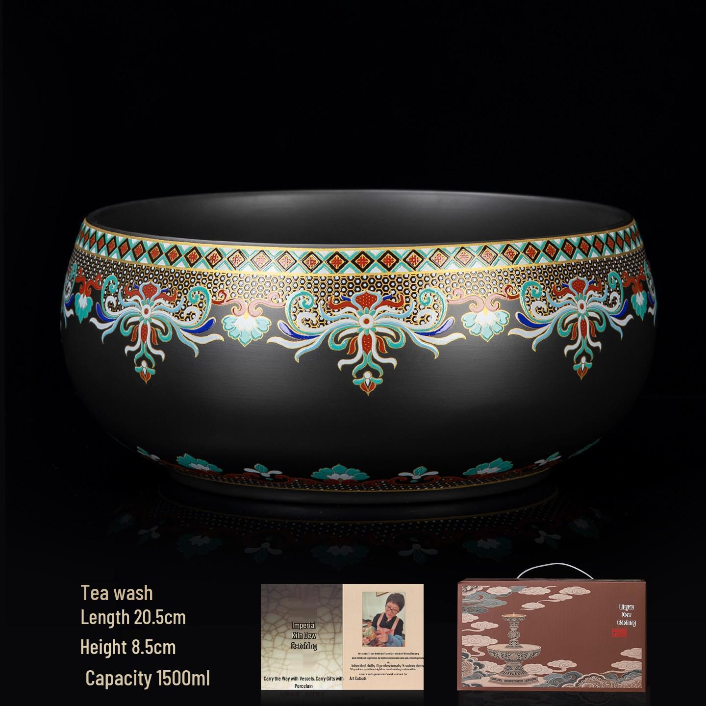 Rhyme Splendor Zisha Tea Wash Basin - Black Clay Tea Waste Pot & Cup Rinse Basin
