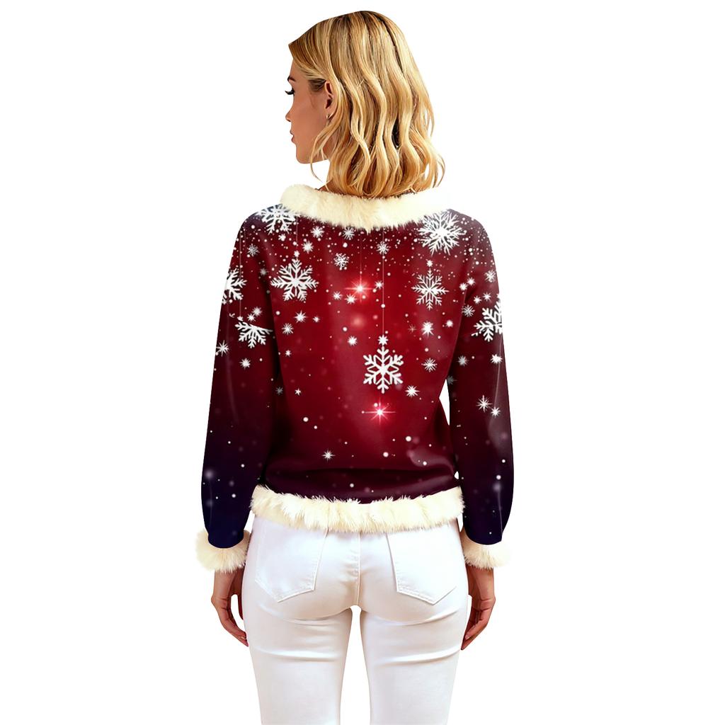 Women's Casual Fashion Print Long Sleeve Hooded Sweatshirt Top