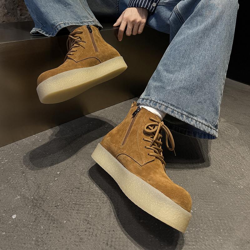 Fashion Autumn and winter men's shoes Fashion Designer Trendy Quality Style 38-46 Youth height increasing thick soled shoes high-top