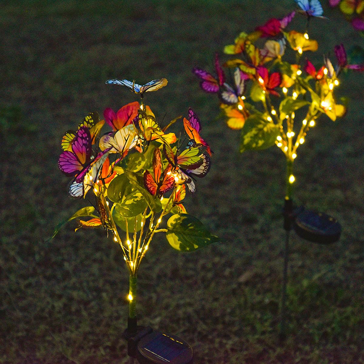 Solar Butterfly Flower Ground Lamp , Outdoor Solar Garden Lamp, Plastic Material, Great for Garden, Yard and Lawn Decoration 1pc butterfly flower теплый белый