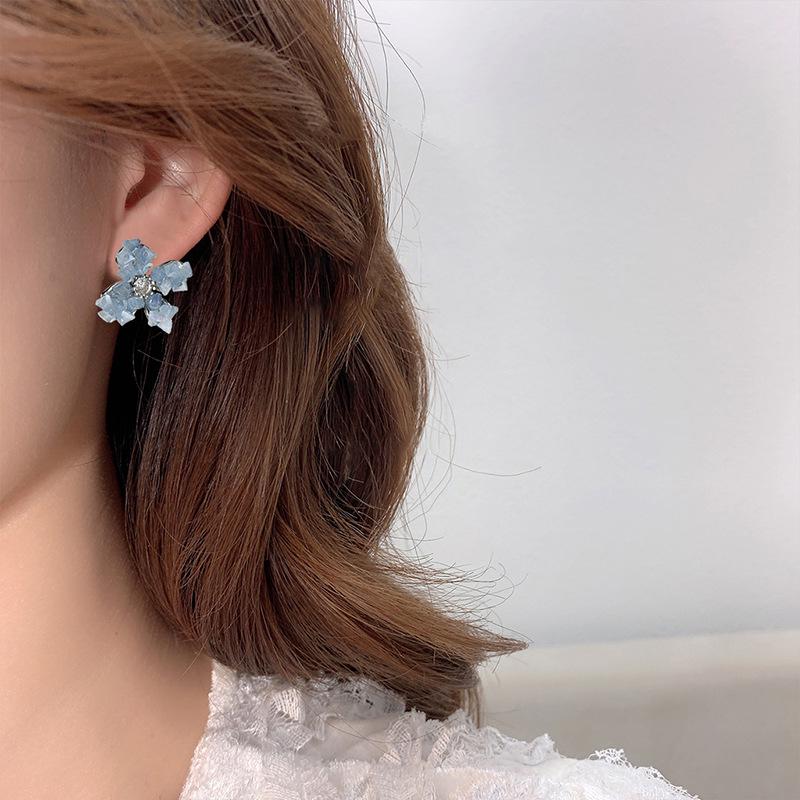 Blaue Kristall Luxus Blumenohrringe für Frauen - 2023 Trendiger High-End-Stil