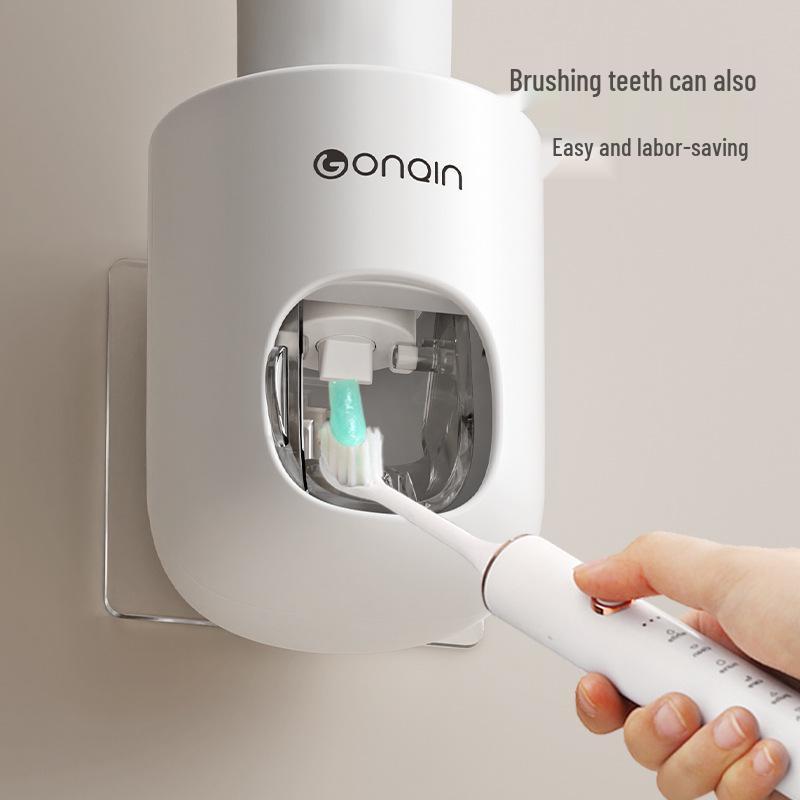 Distributeur et Presse-Dentifrice Automatique Mural avec Couvercle Anti-Poussière