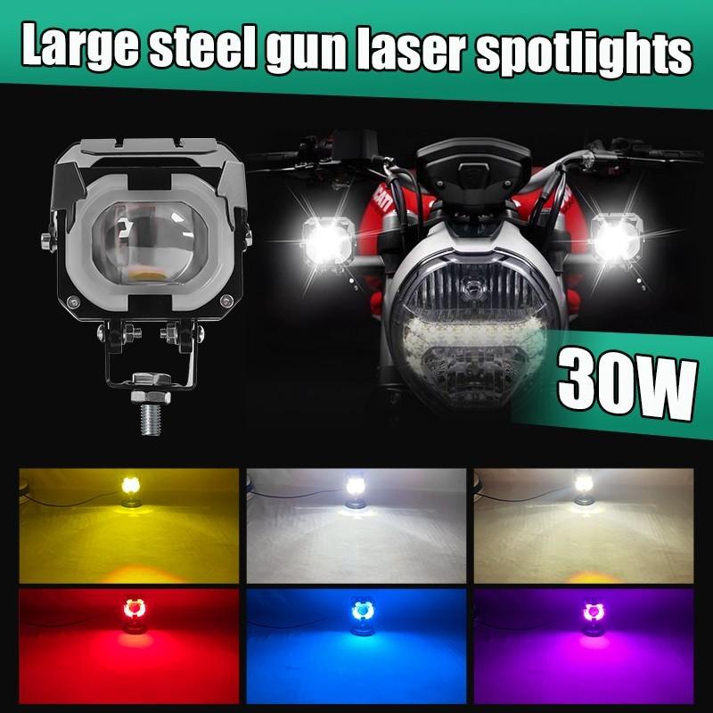 Motocyklové denní světlo Devil Eye Mini reflektor 30W RGB Vysoce výkonný jasný hliníkový přídavný světlomet Dálkové/tlumené mlhové světlo
