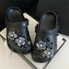 Rhinestone Detachable Shoe Charms 14Pcs Black Ink Flower Heart Design DIY Decor for Clogs Backpacks Daily Use