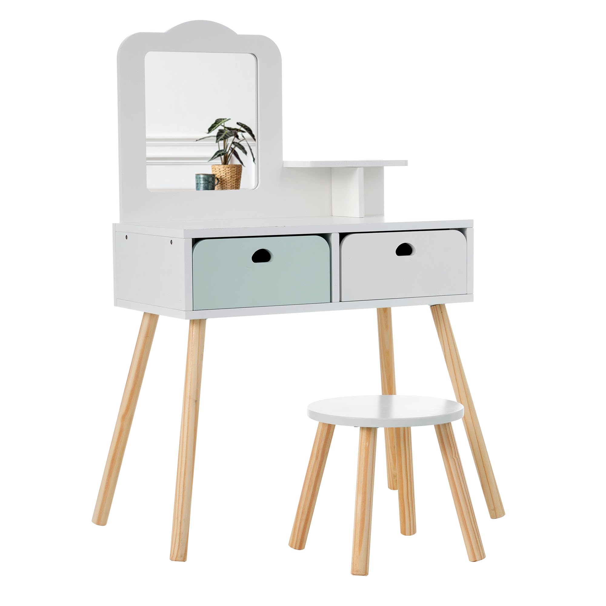 OSJ Play Dresser - Wooden Dressing Table with Drawers - Stylish Cosmetic Storage - Birthday Present - Educational Toy - Kids - Girls - Children s