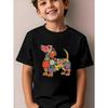 European Sizes Fashionable Short-Sleeve Shirt for Boys, Featuring a Vibrant Floral Design: an Artistic And Adorable T-Shirt