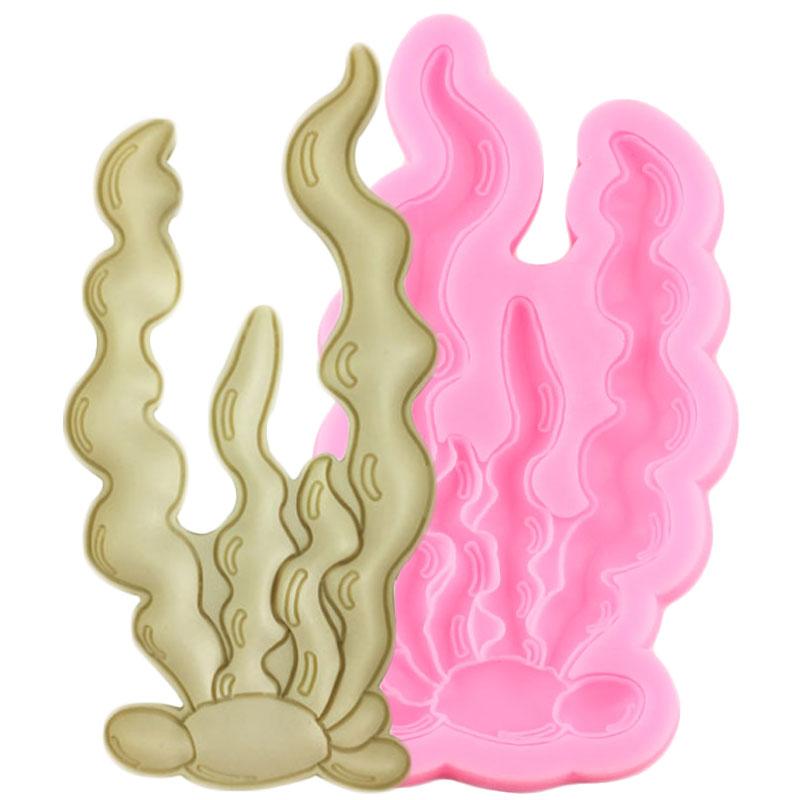 Molde de silicona con forma de cola de sirena, coral, conchas y algas marinas para decoración de tartas, moldes de pasta de goma, chocolate y caramelos