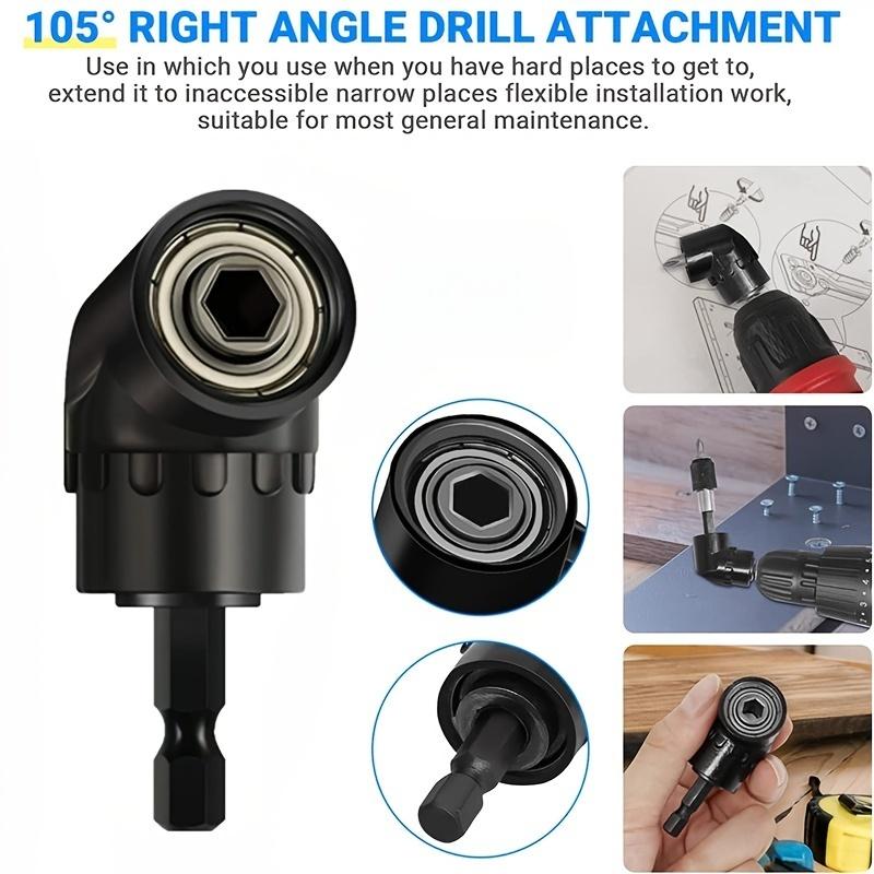 Right Angle Screwdriver Attachment Holder Magnetic Power Drill Bit Adjustable 105 Degree 1/4 Extension Screw Driver Adapter