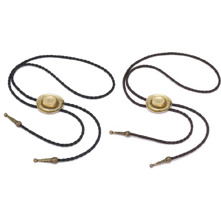 Bolo Tie Braided Rope 3D Cowboy Hat Western Necklace Costume Accessory for Men