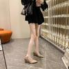 2025 Spring, Summer and Autumn Design Sense Niche with Skirt Not Tired Feet Single Shoes Small Pointed Thick Heel Temperament High Heels