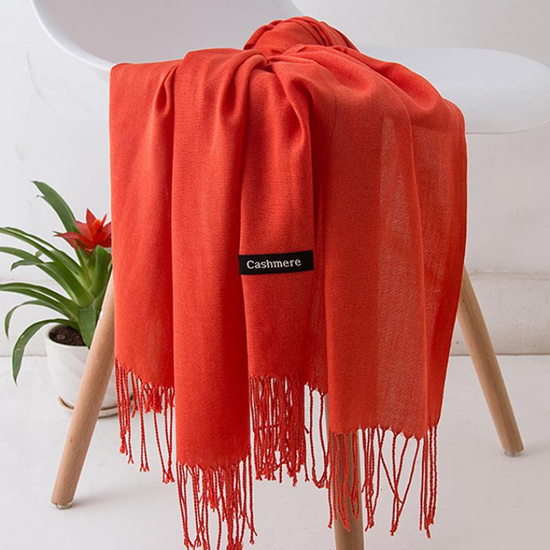 Women 70x200cm Faux Cashmere Solid Fringe Scarf Minimalist Elegant A/C Shawl Soft Breathable Autumn And Winter Warm Scarf