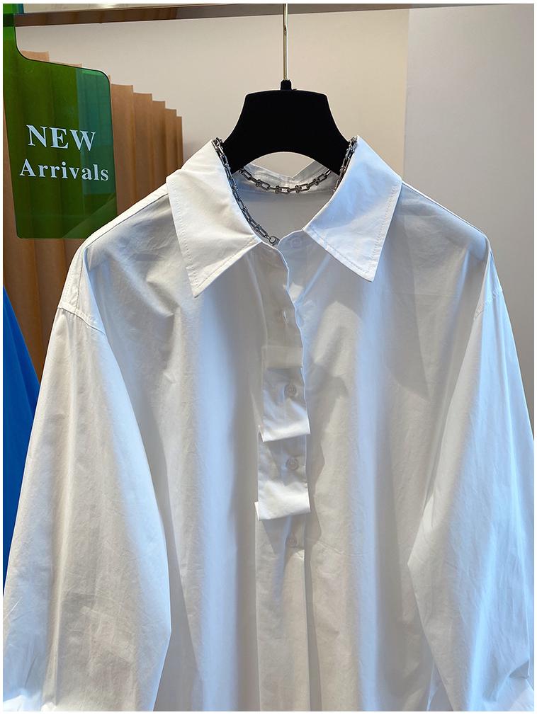 2025 Spring Women's Versatile Loose-Fit Cotton Polo Shirt - Solid Color, Long Sleeve, Commuting Style
