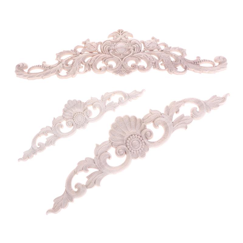Wooden Figurines Wood Appliques And Onlays Natural Furniture Wall Door Woodcarving Decorative Long Flower Crafts Corner Frame
