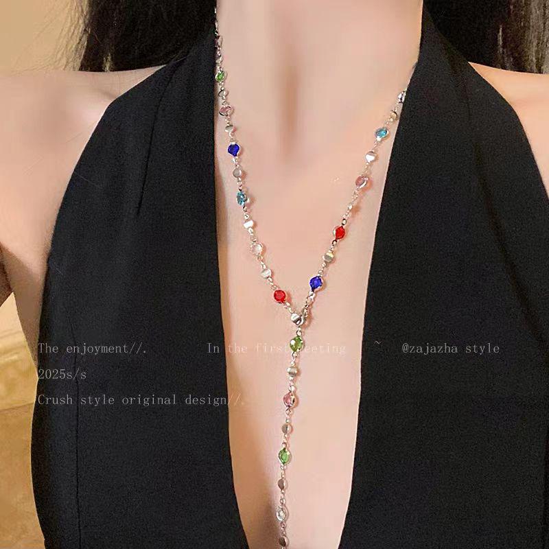

Women s Colorful Zircon Clavicle Necklace - Niche Design, Luxurious & Elegant