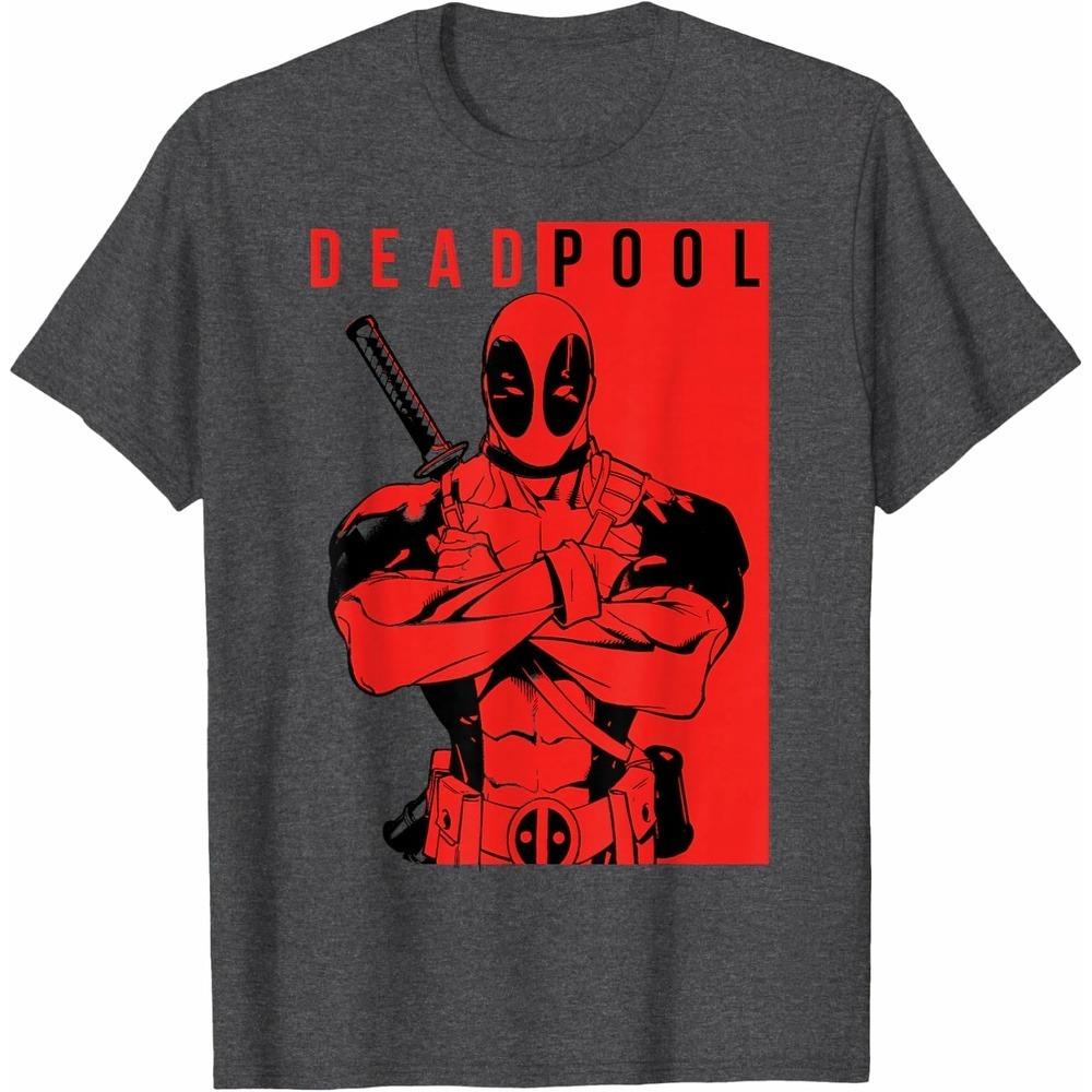 Marvel Deadpool Minimal Retro Comic Sword Graphic Soft Breathable Cotton Unisex Oversized Casual Short Sleeve TShirt S