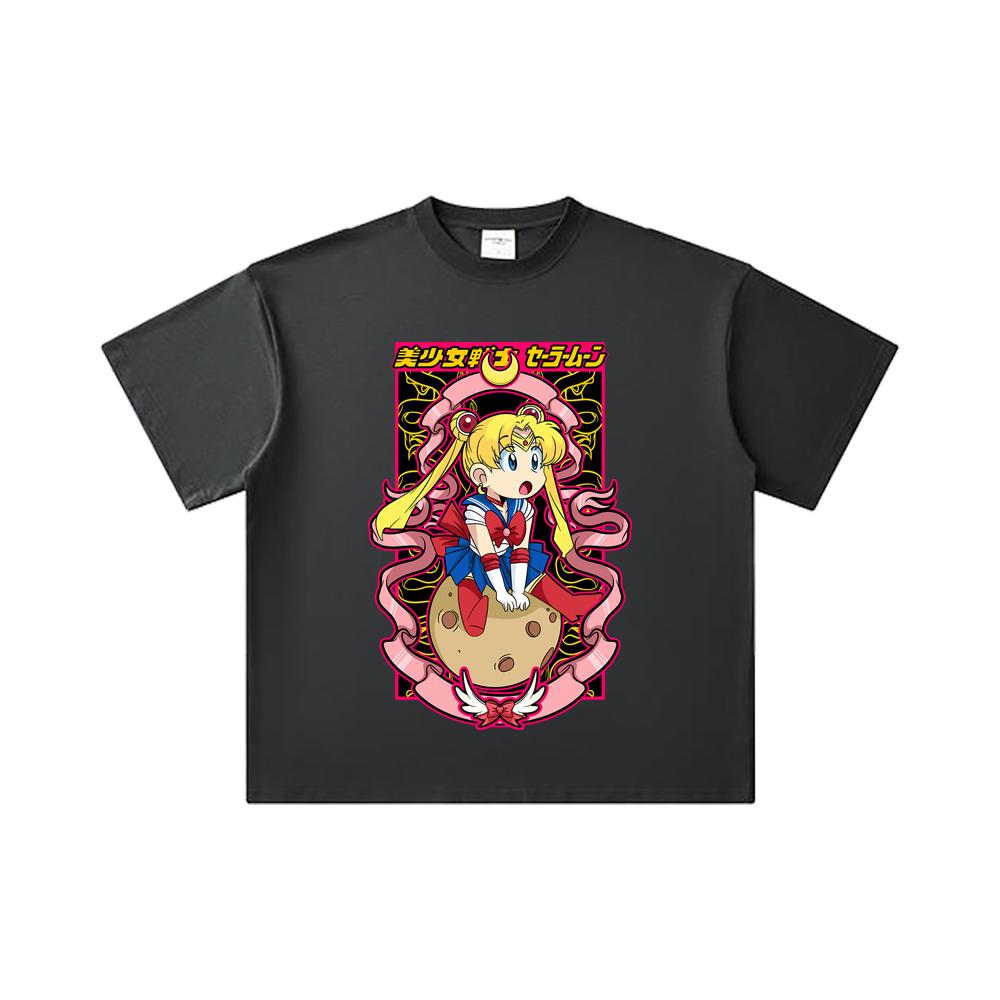 260 GSM Double Yarn 32 Count 100% Cotton Sailor Moon V10 Usagi Print Unisex Heavy Cotton T Shirt