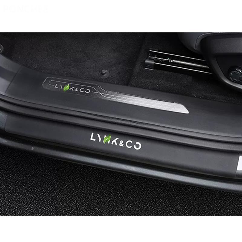 For Lynk & Co 08 EM-P 2023-2026 Door Sill Plate Leather Welcome Step Protector Sticker Automobile Modification Supplies