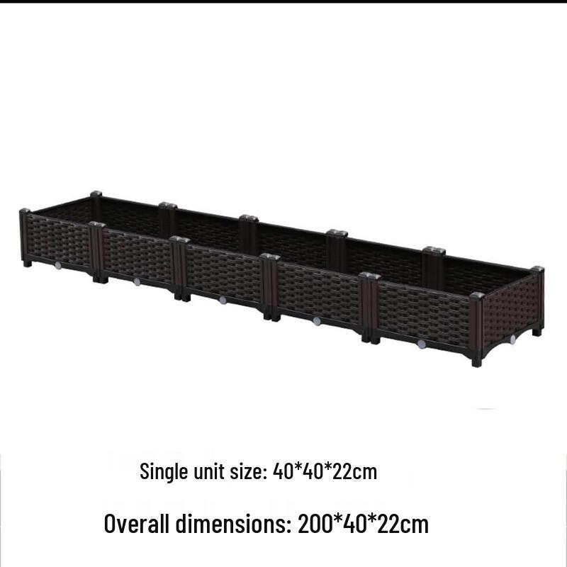 Outdoor Rattan Style 5-Link Plastic Raised Garden Bed