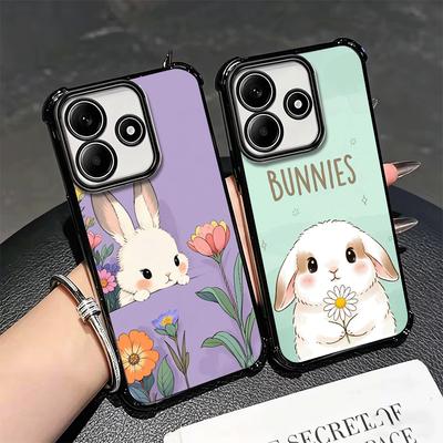 Süßes Cartoon-Häschen-Kaninchen Galvanisiertes Handyhülle für Xiaomi Redmi Note 14 15 Pro Plus 13 12 11 11S 11T 10 9S 9 5G Anti-Fall Airbag
