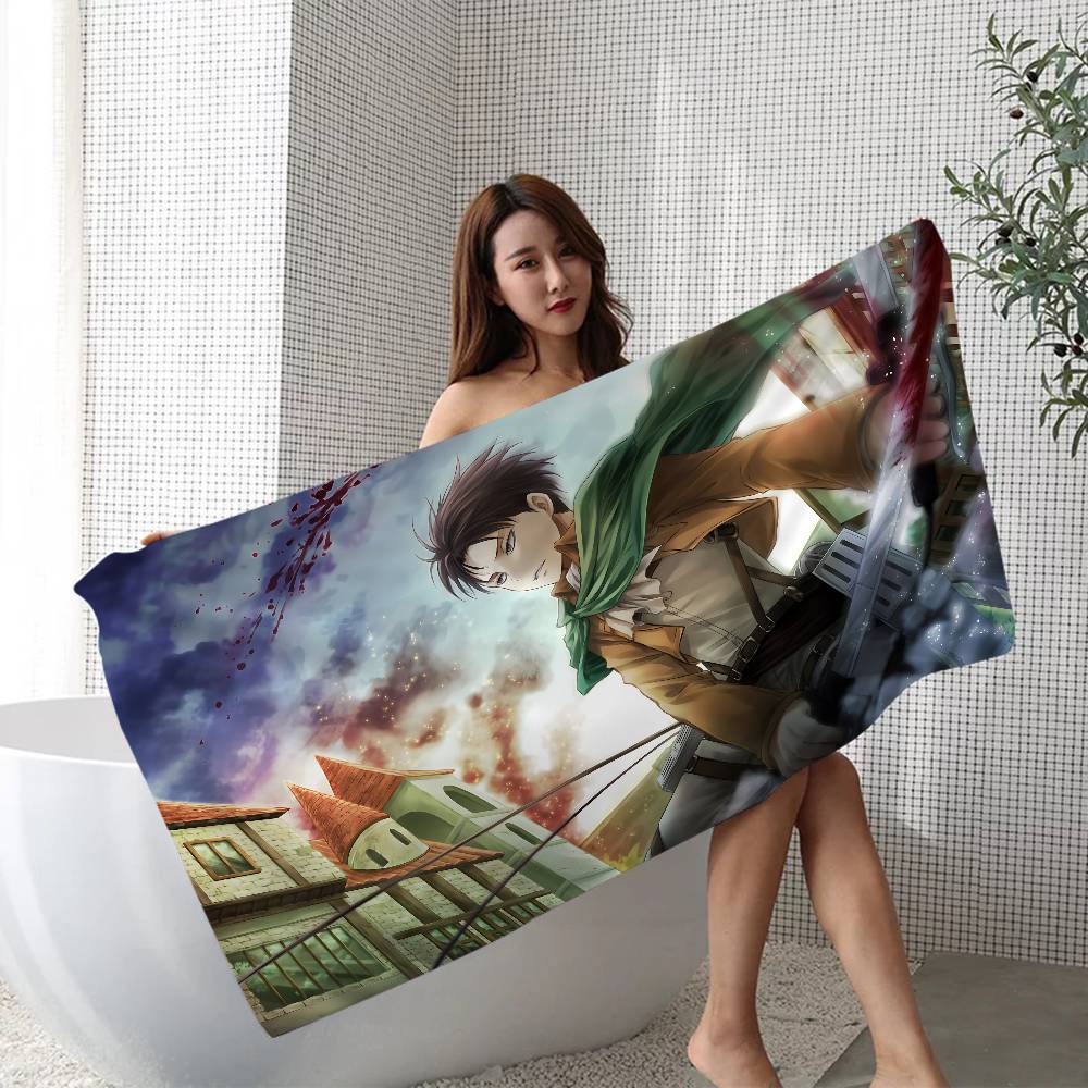 A-Attack O-On T-Titan Levi Ackerman Microfiber Beach Towel Absorbent Quick Dry Soft Yoga Swimming Resort Mountain Climbing Towel