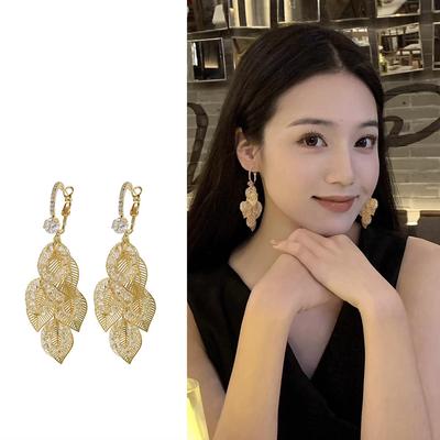 Silbernadel Zirkon Blatt Quaste Creolen - Vielseitiger Kalter Stil Schmuck für Damen