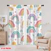 2D Flat Printing 2pcs Curtain Cute Rainbow Cloud Stars Digital Printed Polyester Drapes Holiday Decorations Perfect for Holiday