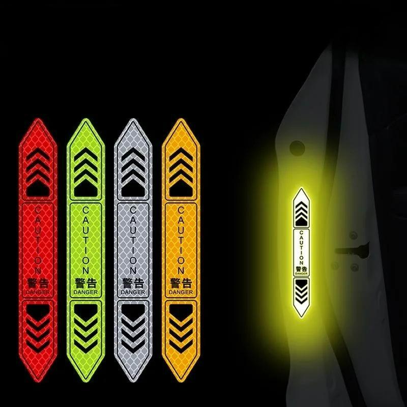 4Pcs/set Night Strong Reflective Car Door Warning Stickers - Open Safety Anti-Collision Reflective Body Stickers.