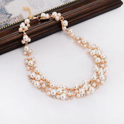 2 Pcs/Set Wedding Jewelry Set Imitation Pearl Multi Color Royal Luxurious Smooth Surface Women Necklace Earrings Set Female Accessory